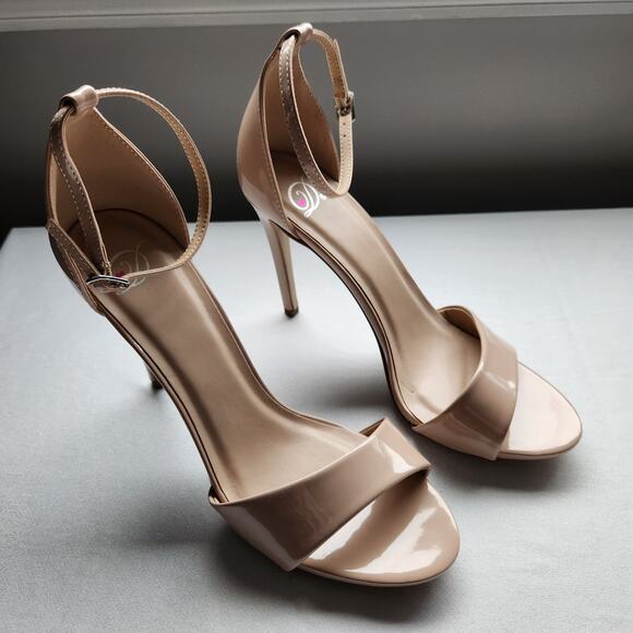 Women's Nude Heel Pumps Open Toe Size 10 NWOT - Picture 2 of 7